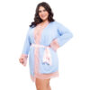 HL058-48-Azul-Claro-com-Rose_2 Robe Manga Longa Plus Size com Detalhes em Renda Hot Love