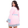 HL058-48-Azul-Claro-com-Rose_3 Robe Manga Longa Plus Size com Detalhes em Renda Hot Love