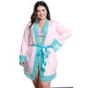 HL058-48-Rosa-Claro-com-Verde-Agua_1 Robe Manga Longa Plus Size com Detalhes em Renda Hot Love