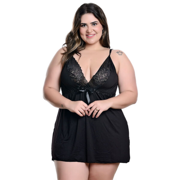 Camisola Plus com Fita em Cetim Hot Love