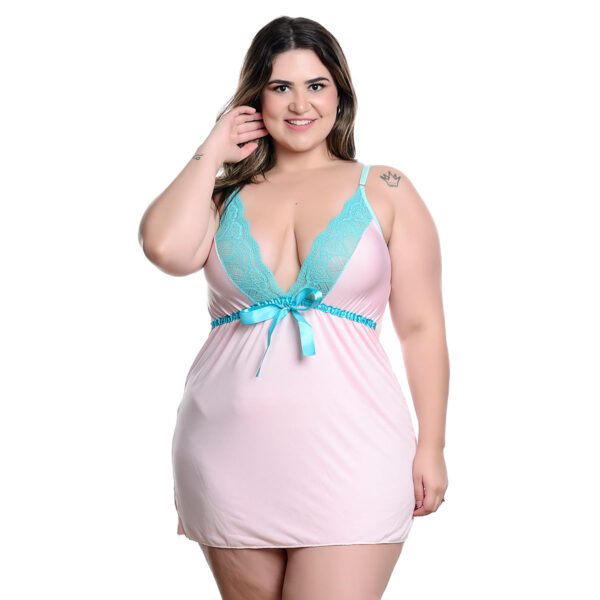 Camisola Plus com Fita em Cetim Hot Love