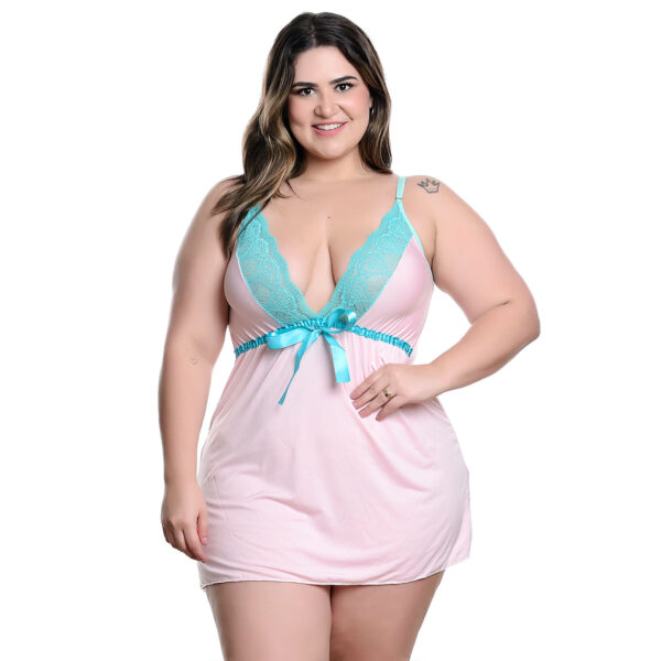 Camisola Plus com Fita em Cetim Hot Love
