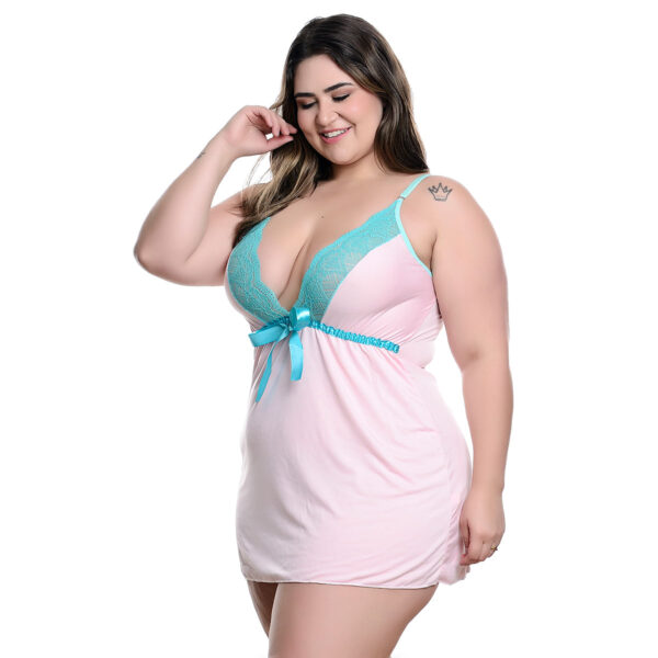Camisola Plus com Fita em Cetim Hot Love