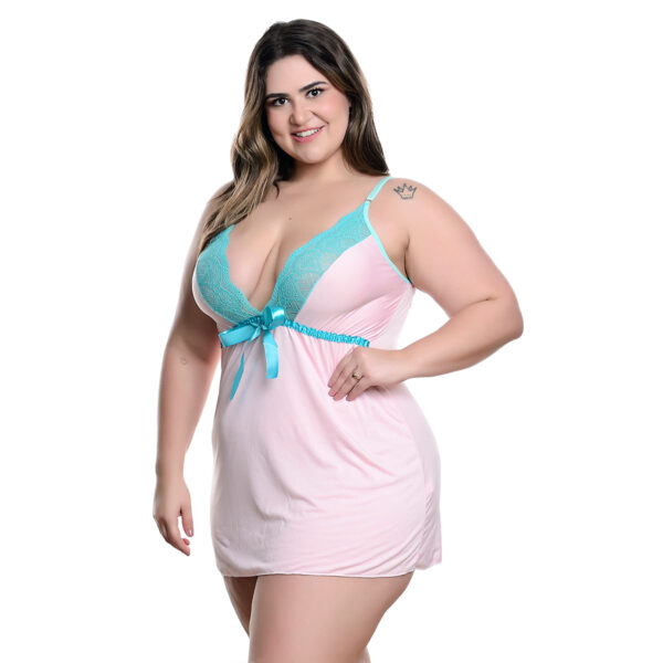 Camisola Plus com Fita em Cetim Hot Love