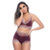 HL082-Vinho-com-Rose_1 Conjunto Short Doll com Detalhes em Renda Hot Love