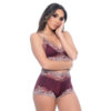 HL082-Vinho-com-Rose_2-1 Conjunto Short Doll com Detalhes em Renda Hot Love