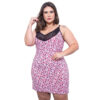 HL304-50-Rosa_1 Camisola Plus Estampada com Detalhes em Renda Hot Love