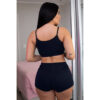 HL376-G-Preto_3 Pijama Shorts E Cropped Liso Hot Love