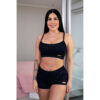 HL376-P-Preto_1 Pijama Shorts E Cropped Liso Hot Love