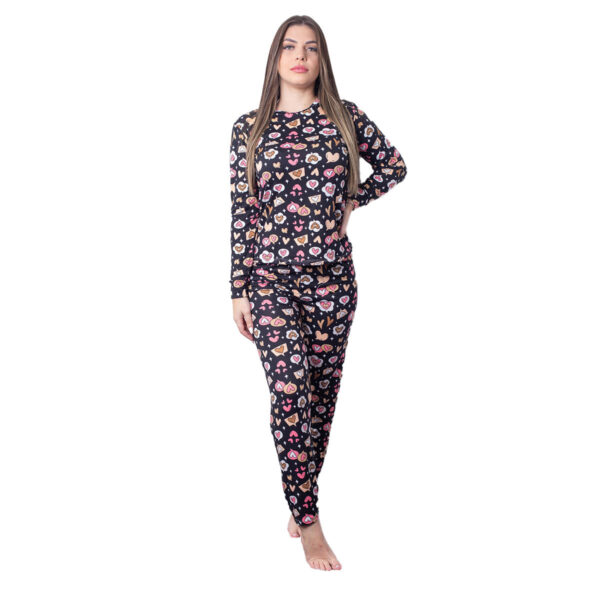 HL537-GG-Preto_1 Pijama Longo Estampado Hot Love
