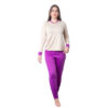 HL538-P-Nude-com-Lilas_1-1 Pijama Longo Liso Coleção Inverno Hot Love