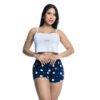 HL600-P-Azul-Marinho_2 Pijama Feminino Shorts e Cropped Regata Estampado Hot Love