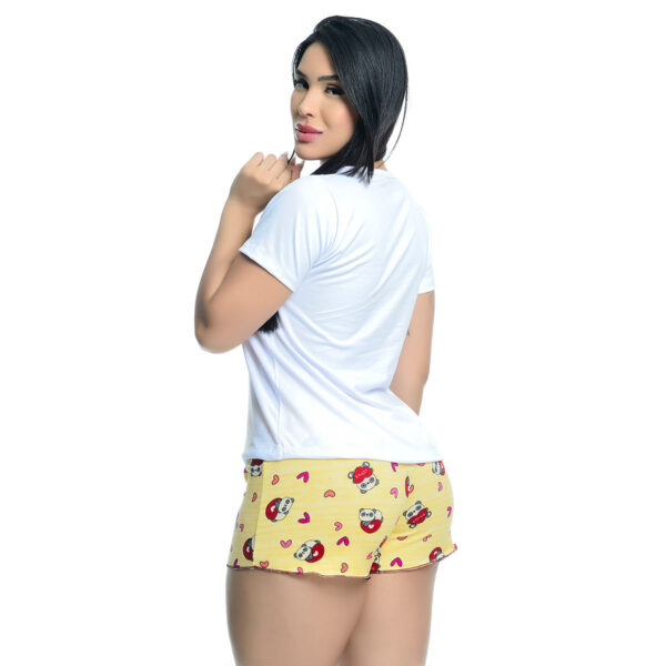 Pijama Feminino Shorts e Camiseta com Manga Curta Estampado Hot Love