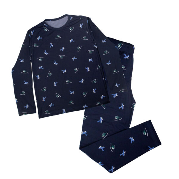 HL603-M-Marinho_1 Pijama Longo Infantil Masculino Estampado Hot Love