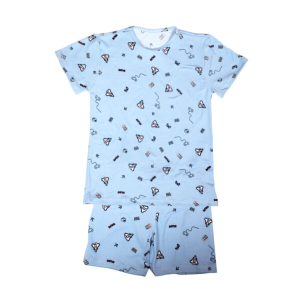 HL604-GG-Azul-Claro_1 Pijama Curto Infantil Masculino Estampado Hot Love