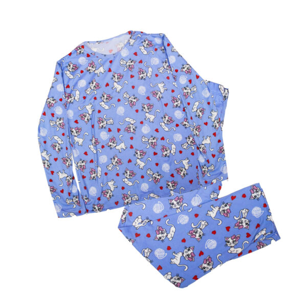 HL605-P-Azul-Claro_1 Pijama Longo Infantil Feminino Estampado Hot Love