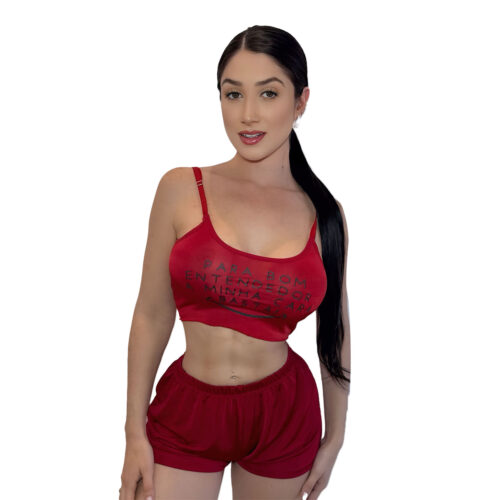 HL630-P-Vermelho_1 Pijama Curto com Short e Blusinha Para Bom Entendedor a Minha Cara Basta Hot Love