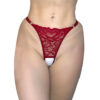 HL631-U-Vermelho_1 Calcinha PersonalizĂĄvel Rendada Me Chupa Fio Dental com Abertura Hot Love