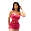 HL640-P-Pink_1 Pijama Feminino Curto com Short e Regata Cropped Se Dormir Já É Bom Imagine Comigo Hot Love