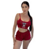 HL655-G-Vermelho_1 Pijama Feminino com Shorts e Cropped Curto Koala Sonolento Hot Love