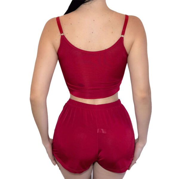 HL655-M-Vermelho_2 Pijama Feminino com Shorts e Cropped Curto Koala Sonolento Hot Love