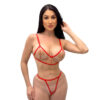 HL678-P-Vermelho_1 Conjunto Personalizável Fio dental e Top com Lacinho em Tule Hot Love
