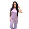 HL715-P-Lilas_1 Pijama Suede com Camisa Lisa e Calça Estampada Hot Love