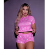 HL719-P-Pink_1.jpg Pijama Estampado com Camiseta de Manga Curta e Shorts Hot Love