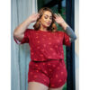 HL721-48-Marsala_1 Pijama Estampado Plus Size Camiseta e Shorts Hot Love