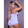 HL723-M-Azul_3 Pijama Flanelado com Shorts e Regata Cropped Rendada Hot Love