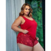 HL732-50-Vermelho_2 Pijama com Regata e Shortinho Estampado Plus Size Hot Love