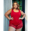 HL732-52-Vermelho_1 Pijama com Regata e Shortinho Estampado Plus Size Hot Love