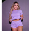 HL737-P-Lilas_1 Pijama Canelado com Shortinho e Camisa Hot Love