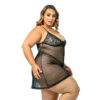 HL748-48-Preto_3 Camisola em Tule com Lacinho e Calcinha Fio Dental Hot Love
