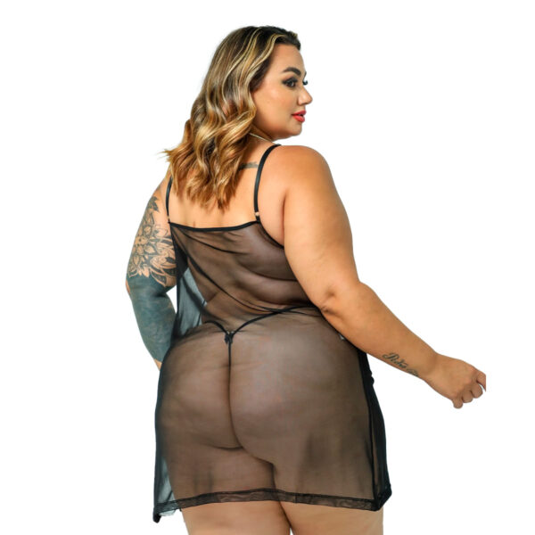 HL748-50-Preto_2 Camisola em Tule com Lacinho e Calcinha Fio Dental Hot Love