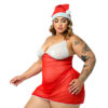 HL749-U-Vermelho_3 Fantasia MamĂŁe Noel Lacradora Plus Size com Gorro Hot Love