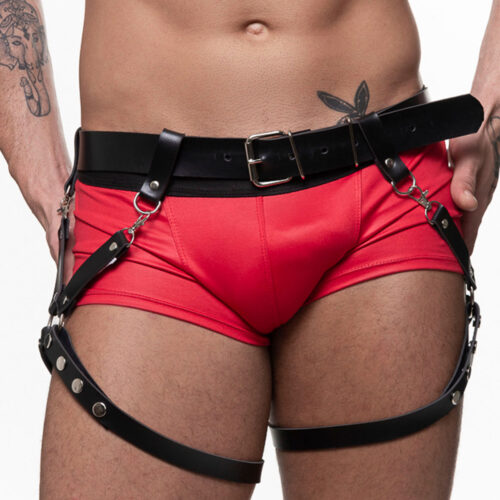 HP002-Preto_1 Harness Arreio de Perna em Couro Sintético SD Clothing
