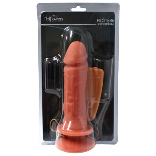 HP209NE_1 Prótese Salmão com Vibro Externo 16 x 4 cm Hot Flowers - Sevensexshop