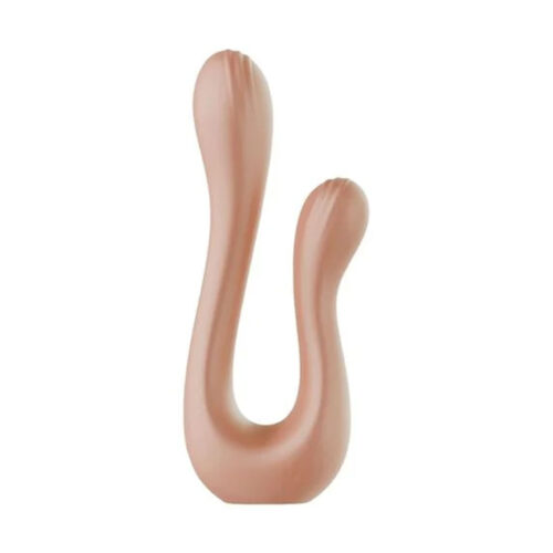 IM0414-Nude_1 Double Passion Vibrador Duplo Flexível Linha Intt Wellness Multivelocidade