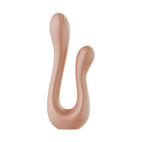 IM0414-Nude_1 Double Passion Vibrador Duplo Flexível Linha Intt Wellness Multivelocidade