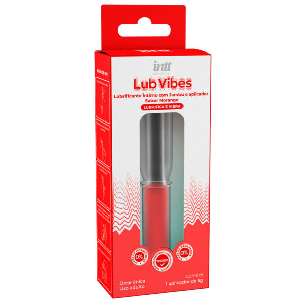 IN0520-Morango_2 Lub Vibes Lubrificante Íntimo com Jambu e Aplicador 5g Intt Wellness