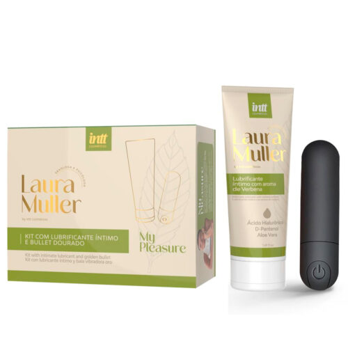 IN0620_1 Kit Lubrificante Íntimo e Bullet My Pleasure com 10 Modos de Vibrações Linha Laura Muller Intt