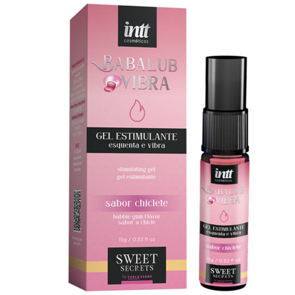 IN0634-Chiclete_2 Babalub Vibra Excitante que Esquenta e Vibra 15g Linha Sweet Secrets Intt