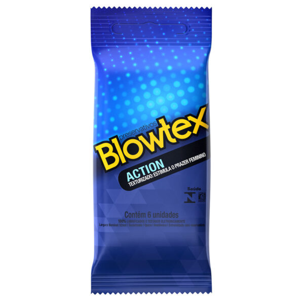 ISACC6_1 Preservativos Lubrificados Action Texturizado Estimula o Prazer Feminino com 6 unidades Blowtex