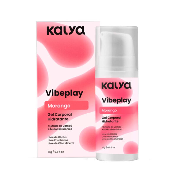 KAL1078-Morango_2 Vibeplay Gel Corporal Hidratante com Efeito de Vibração 15g Kalya