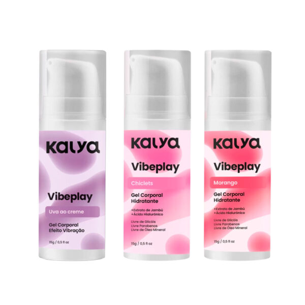 KAL1078-Morango_3 Vibeplay Gel Corporal Hidratante com Efeito de Vibração 15g Kalya