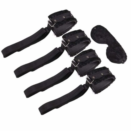 KBOP100-Preto Kit Bondage com 4 Amarras e Venda de Pelúcia Brasil Fetiche