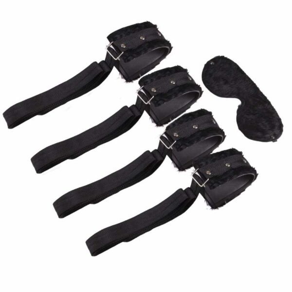 KBOP100-Preto Kit Bondage com 4 Amarras e Venda de Pelúcia Brasil Fetiche
