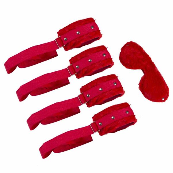 KBOV101-Vermelho_1 Kit Bondage com 4 Amarras e Venda de Pelúcia Brasil Fetiche