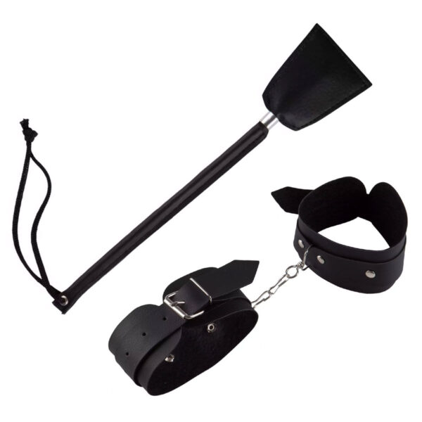 KCSP06-Preto_1 Kit Sensual Algema e Chibata Brasil Fetiche